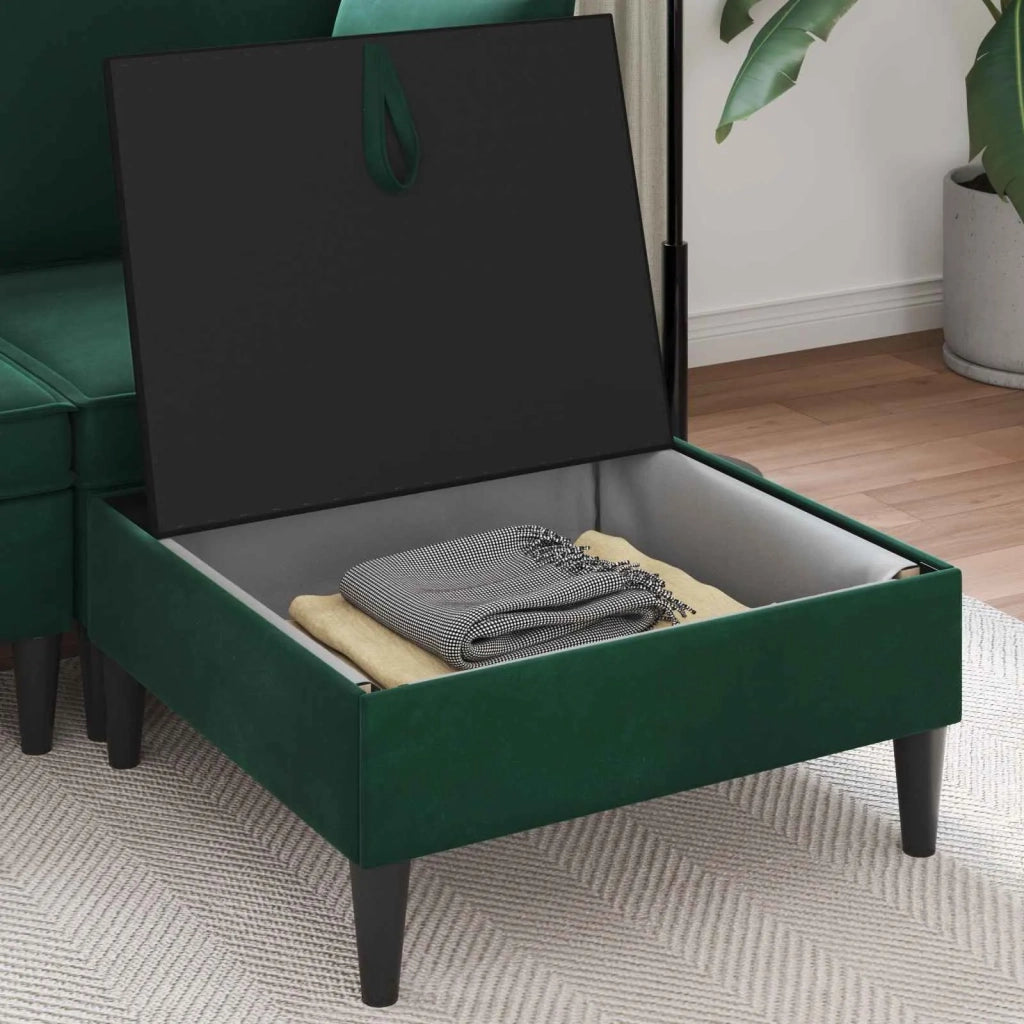 Pouf con Storage Verde Scuro Velluto 42027135