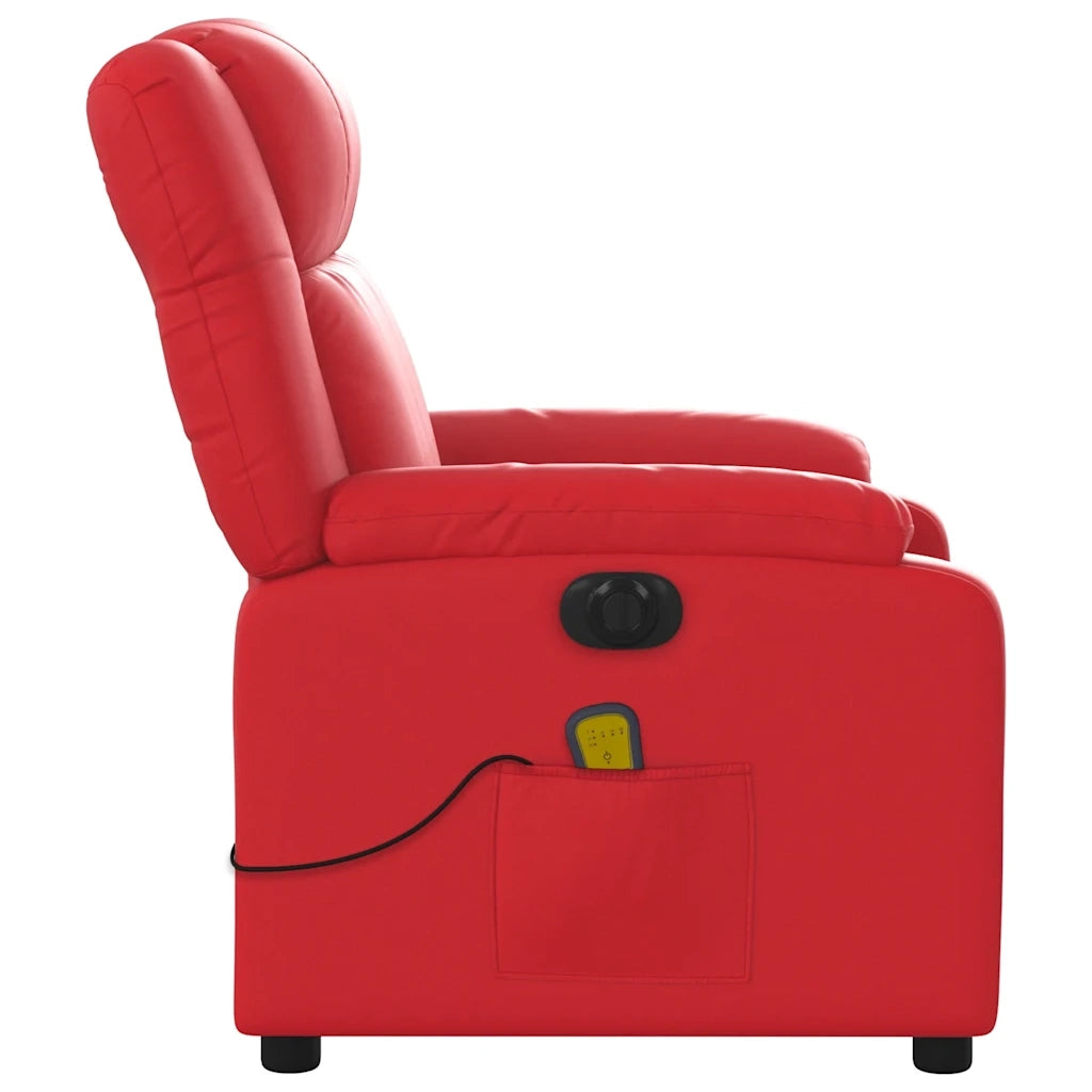Poltrona Massaggio Elettrica Reclinabile Rosso Similpelle 3205148