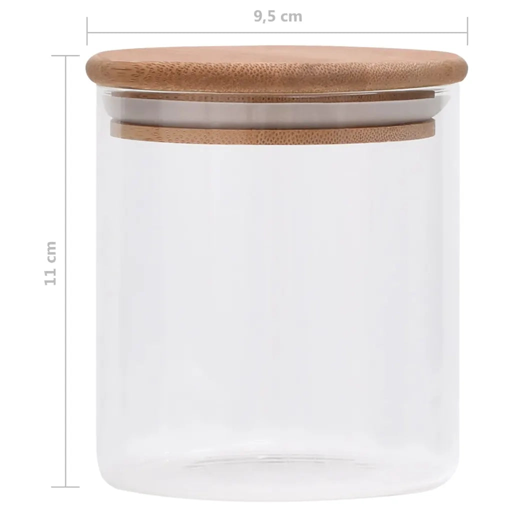 Barattoli di Vetro con Coperchio in Bambù 6 pz 600 ml 150694