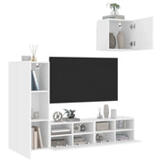 Mobili TV a Muro 4pz Bianchi in Legno Multistrato