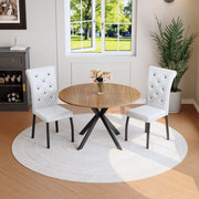 Sedie da Pranzo Set 2 Pezzi ¨C Xylo ¨C Bianco, Similpelle con Bottoni, Gambe in Metallo