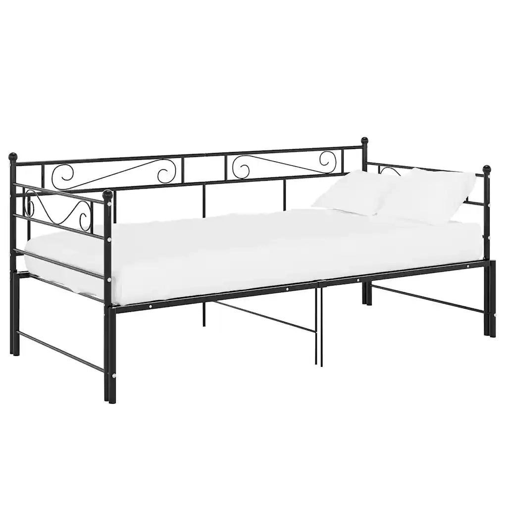 Telaio Divano Letto Estraibile Nero in Metallo 90x200 cm