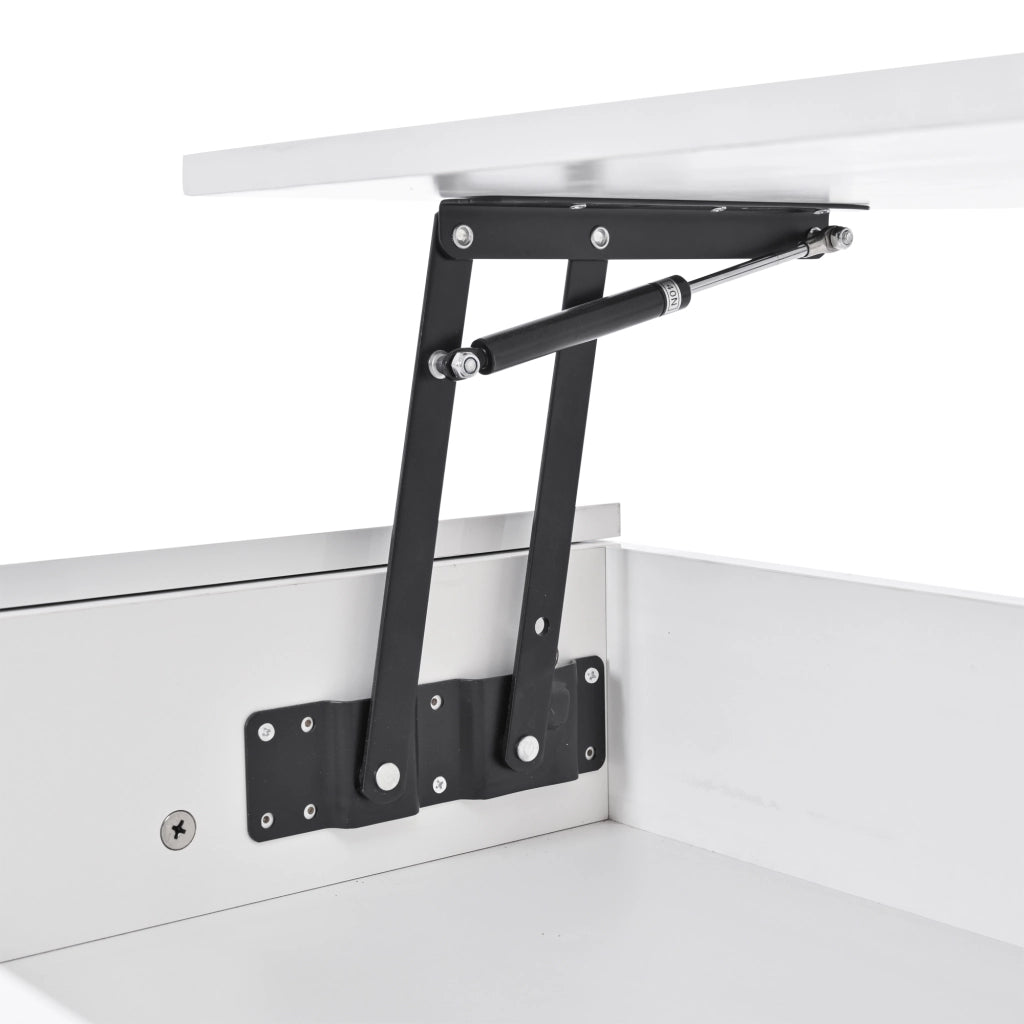 TAVOLO da caffè alzabile 98x45x40 cm bianco lucido con LED