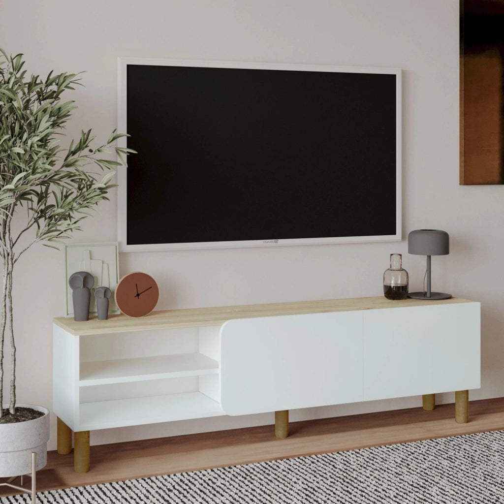 Porta TV in legno "River" - 150 x 31 x 48 cm - Bianco