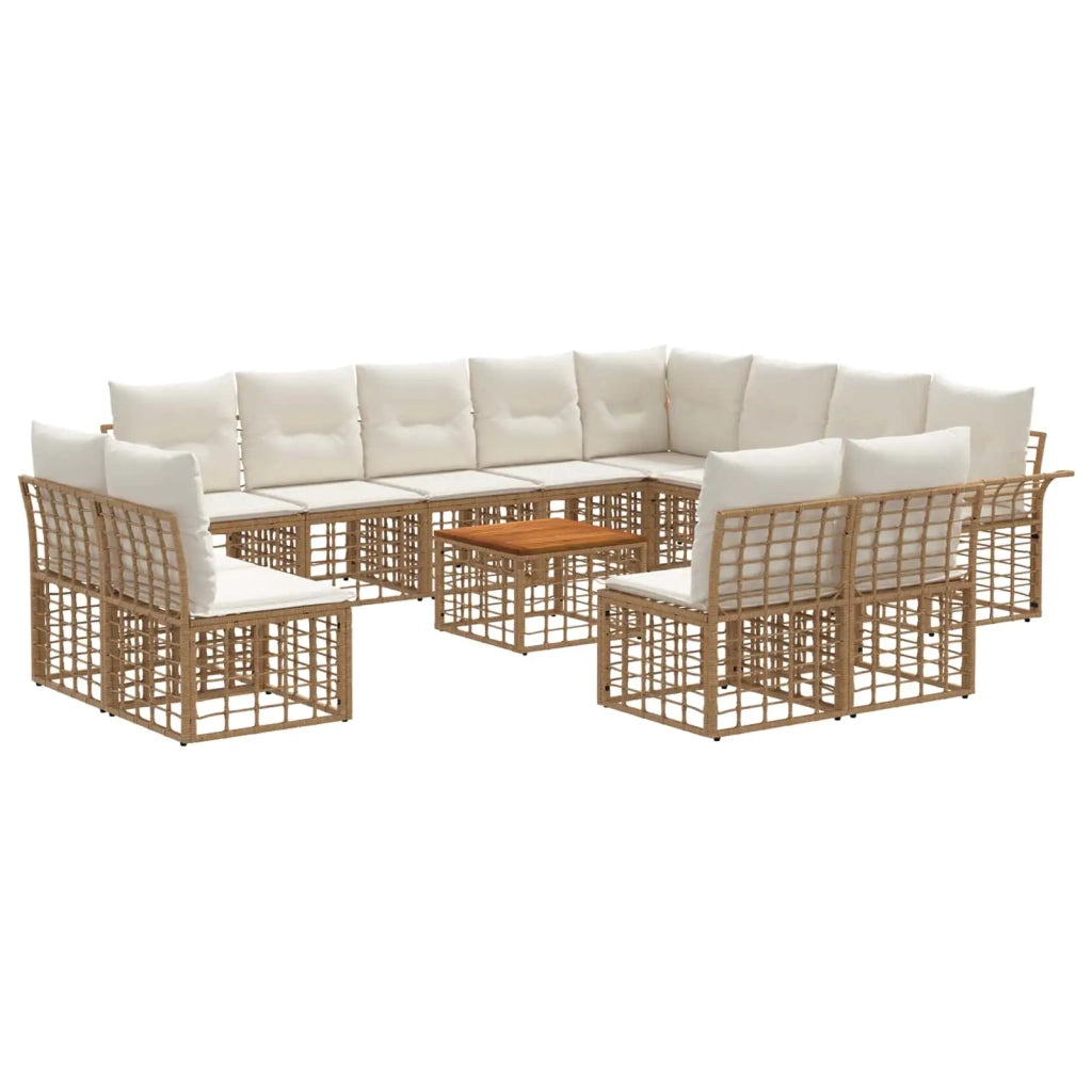 Set di divani da esterno 13 pcs Naturale e Bianco Crema
