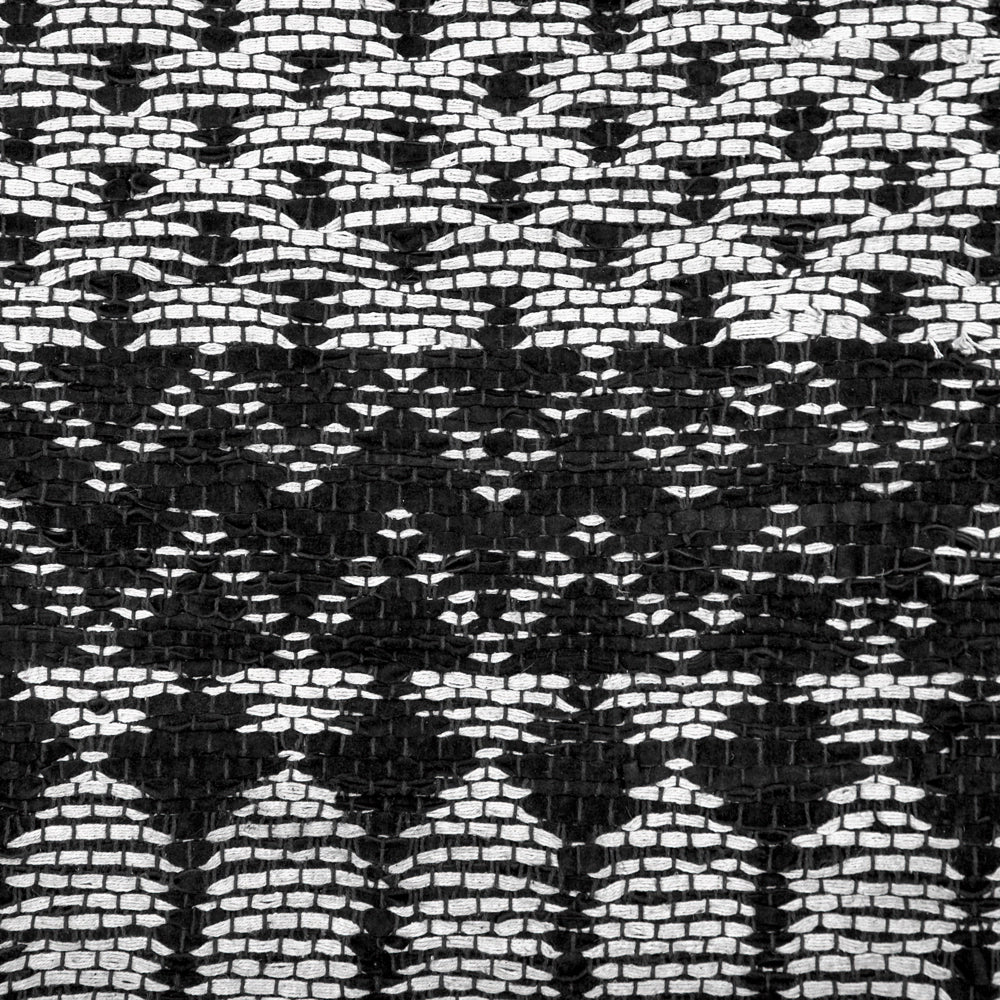 Tappeto tappetino Nero con Rettangolo Bianco 80 x 150 cm Moderno Contemporaneo Telato a mano in pelle di cotone fatto a mano