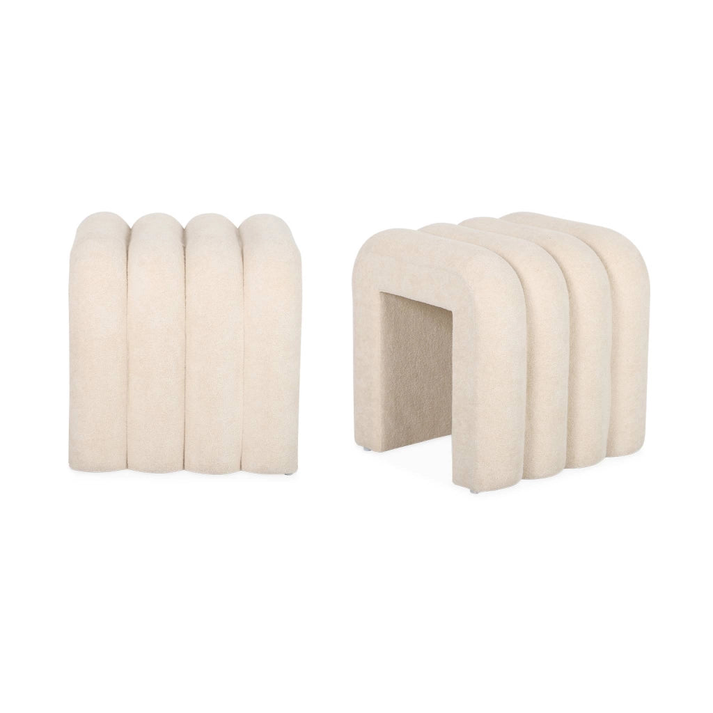 Set 2 pouf contemporanei in tessuto, beige