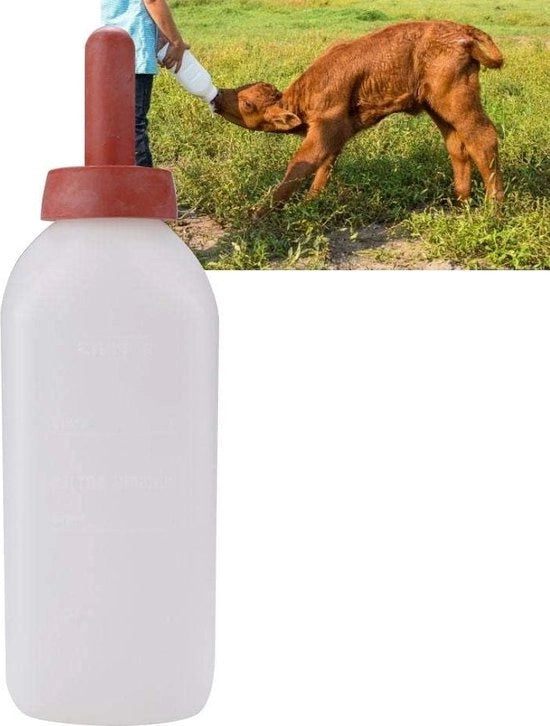 Fles per Allattamento 2L - Flessa per Bambino - Becher per Mucca - Nutrimento per Allattamento - Apparecchio per Alimentazione con Manico e Fittone.