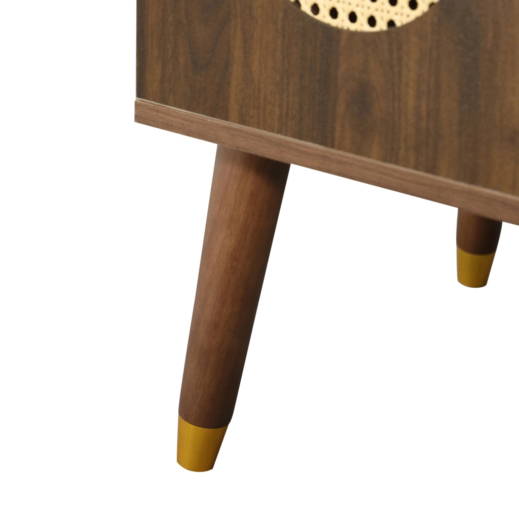 Mobile bagno sottolavabo 61 cm freestanding con lavabo in ceramica; ante in rattan; noce