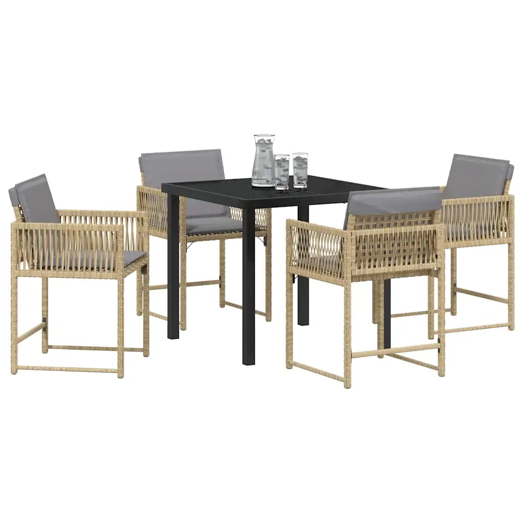 Set da Pranzo per Giardino 5 pcs Beige polyrattan 3380765