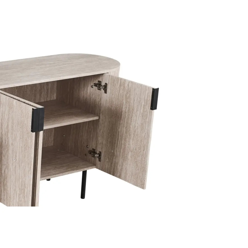 Buffet VAGOS – Coloris rovere chiaro – 4 porte – 200 cm – Grande credenza moderna – Pratico contenitore