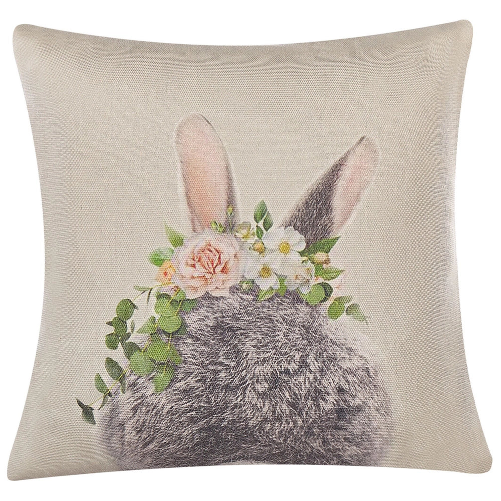 Set di 2 cuscini decorativi in cotone tortora stampa coniglietto pasquale 45 x 45 cm quadrati