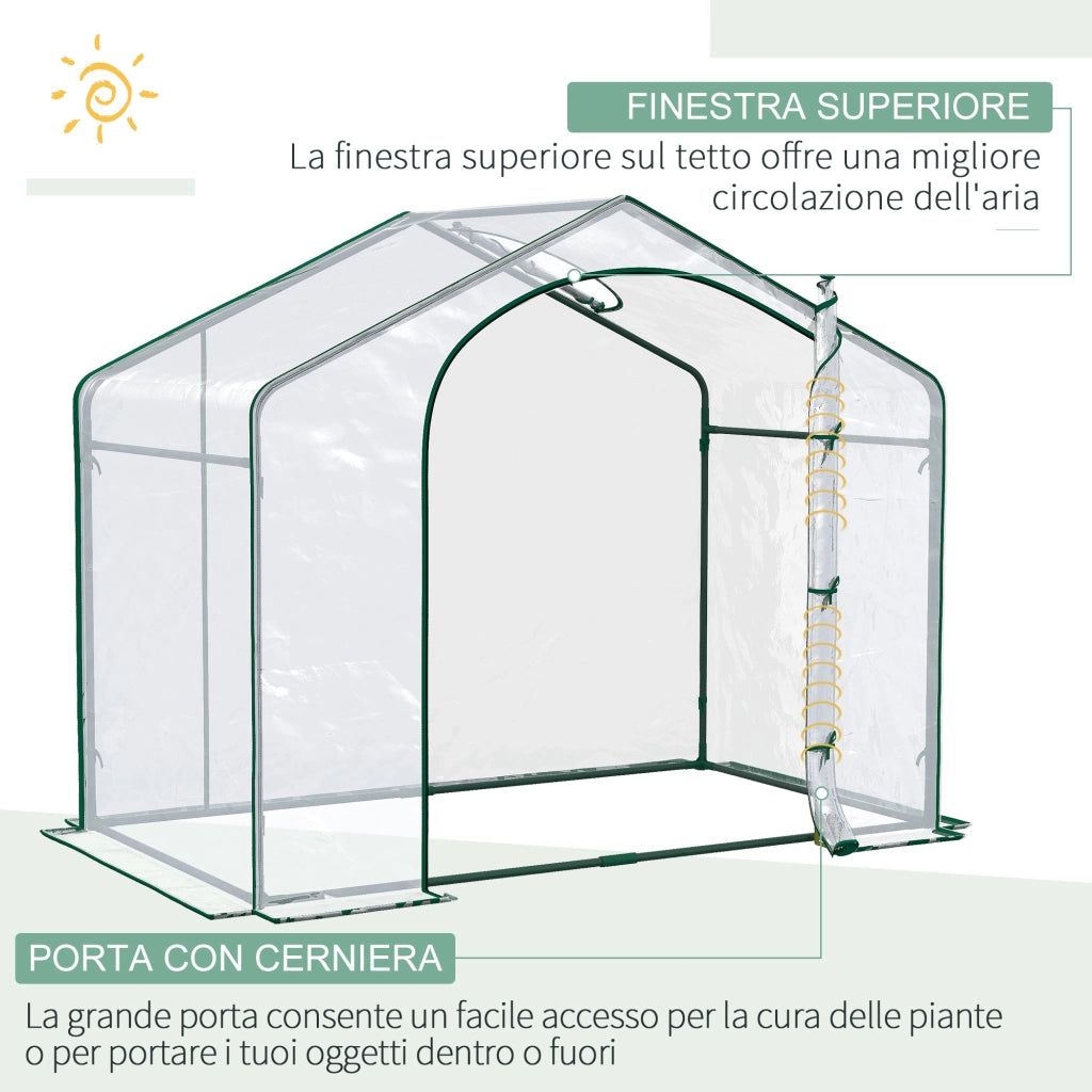 Serra da Esterno con Ingresso a Zip e Presa d'Aria Superiore, in Plastica e Acciaio, 180x100x152 cm, Trasparente