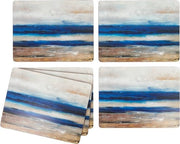 Placemats Premium di legno con retro cucitura in gomma e motivo astratto, set da 6 pezzi, 30 x 22,8 cm