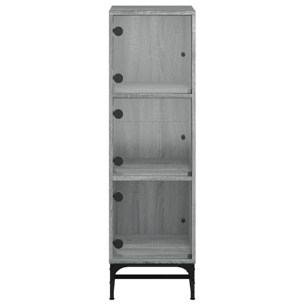 Credenza con Ante in Vetro Grigio Sonoma 35x37x120 cm 836565