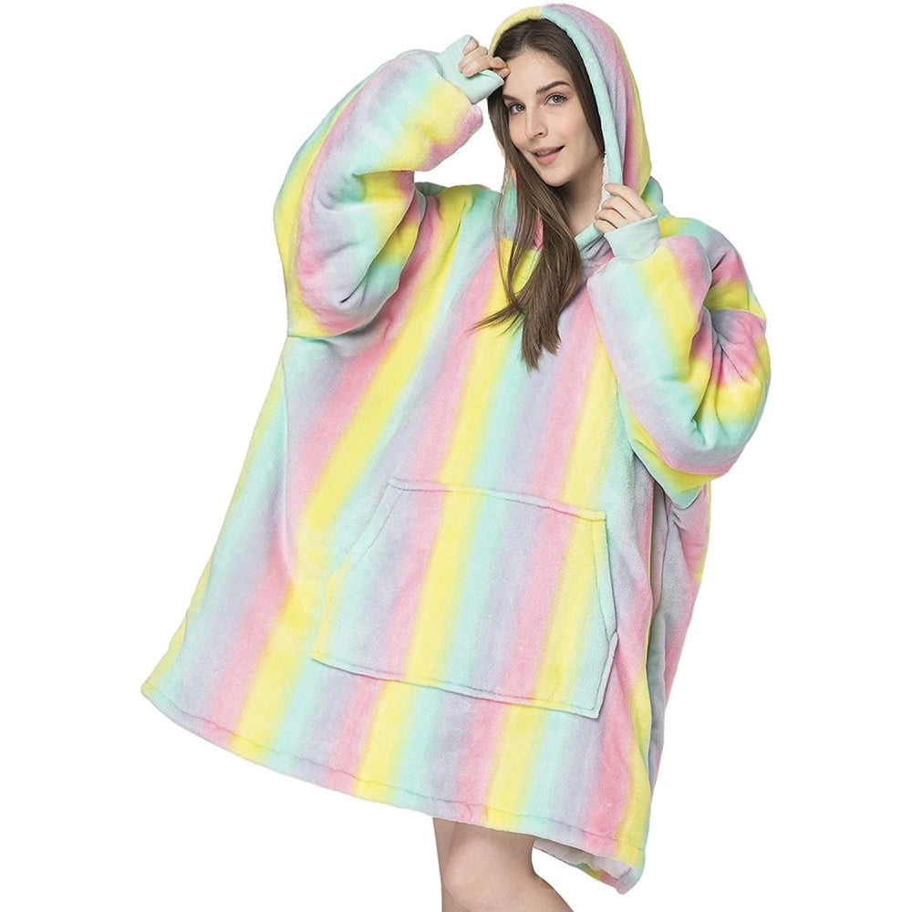 Trade Shop - Coperta Felpa Con Maniche Tasca E Cappuccio Comoda E Calda In Vari Colori Plaid -