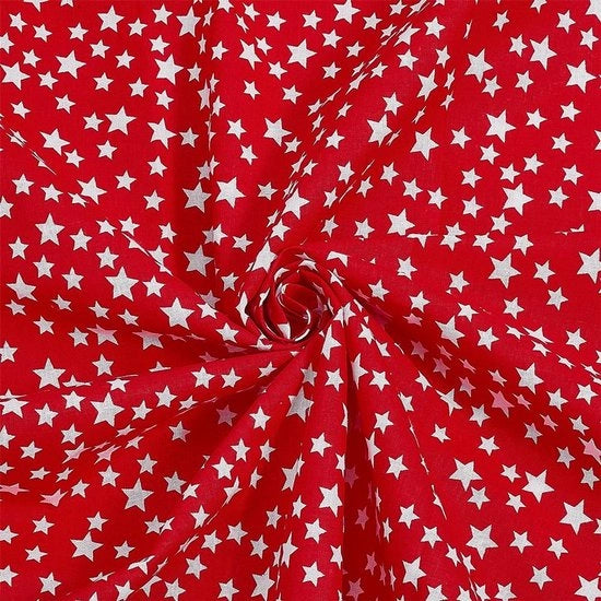Tessuto di cotone 3 m x 1,55 m - Tela rossa - Disegno stellato - Tessuto a strisce - Ideale per progetti di cucito creativo - Perfetto per progetti DIY