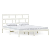 Letto matrimoniale | Letto per adulti | Giroletto Bianco in Legno Massello di Pino 160x200 cm