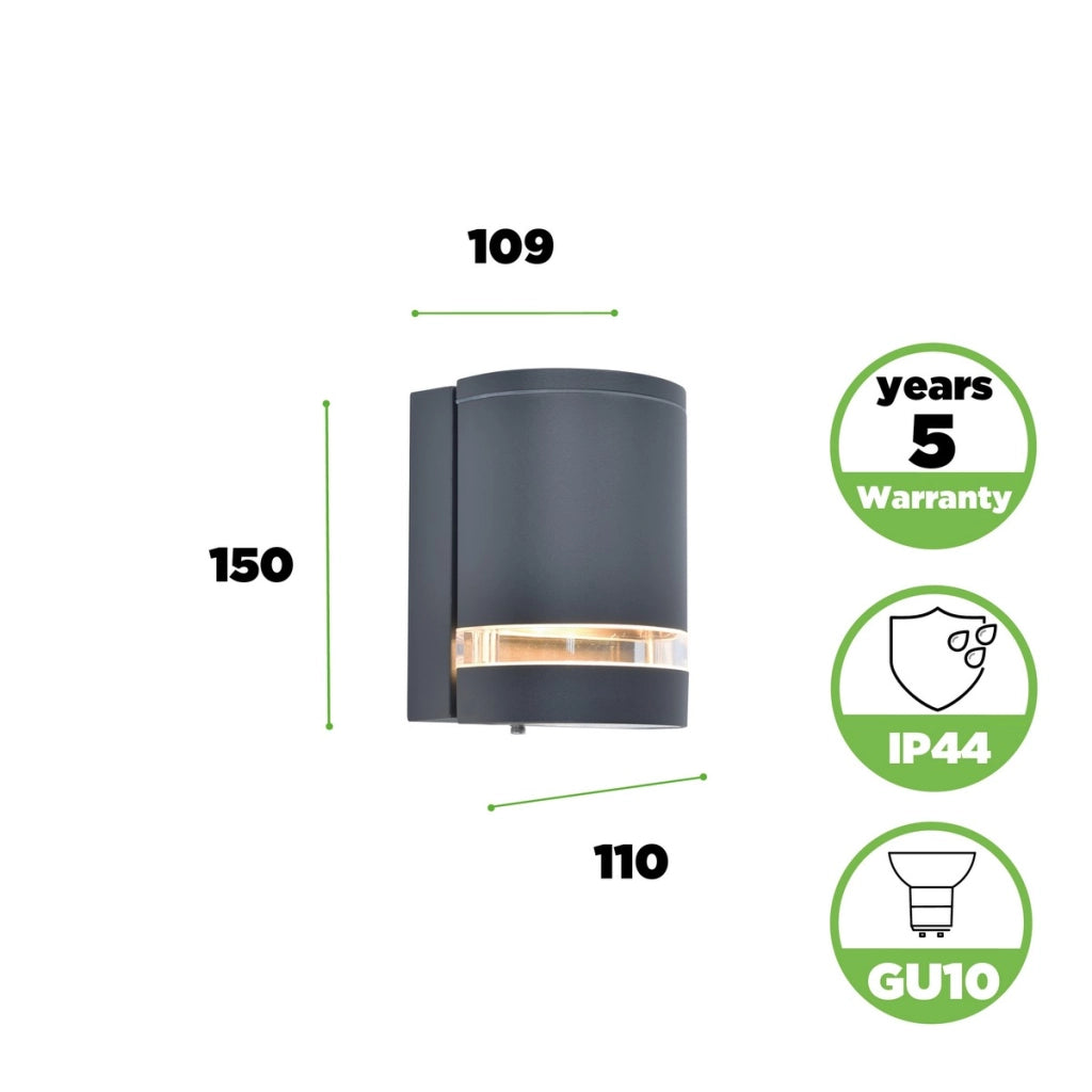 Applique esterno FOCUS antracite GU10 IP44 1 luce Lutec