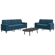 Set di Divani 2 pz con Cuscini e Rinforzi Blu in Velluto