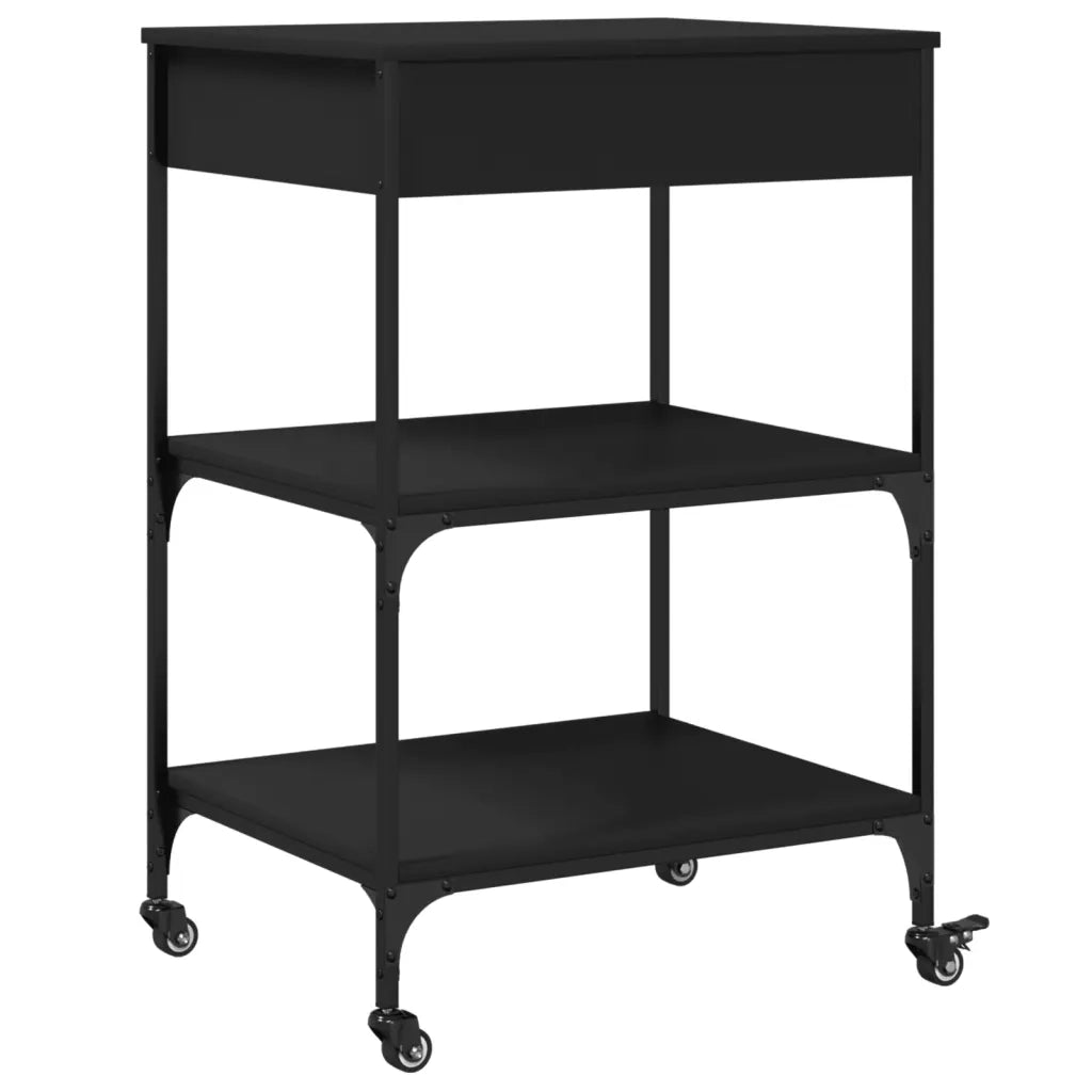 Carrello da Cucina Nero 60x48x89,5 cm in Legno Multistrato 842371