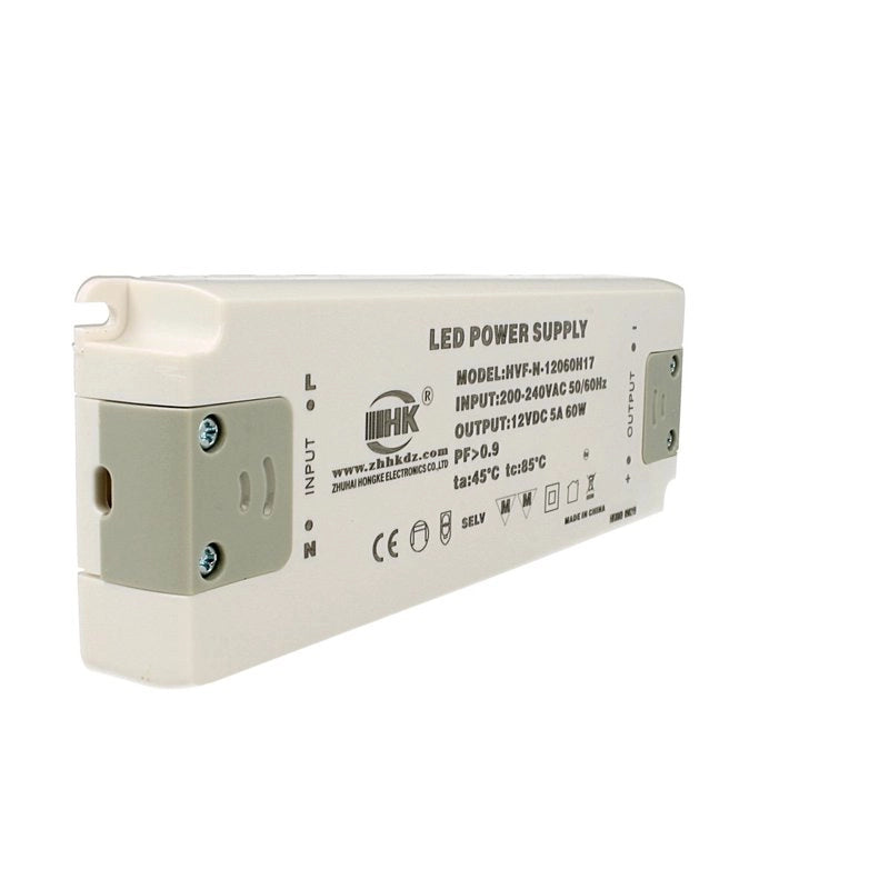 Alimentatore Trasformatore CV 60W 12V 5A Super Slim Solo 22mm Spessore