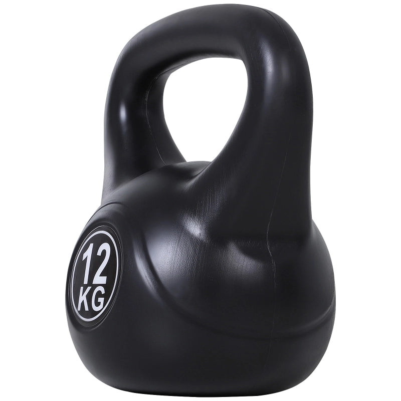 Kettlebell, bilanciere da 12 kg riempito di sabbia, per principianti, nero