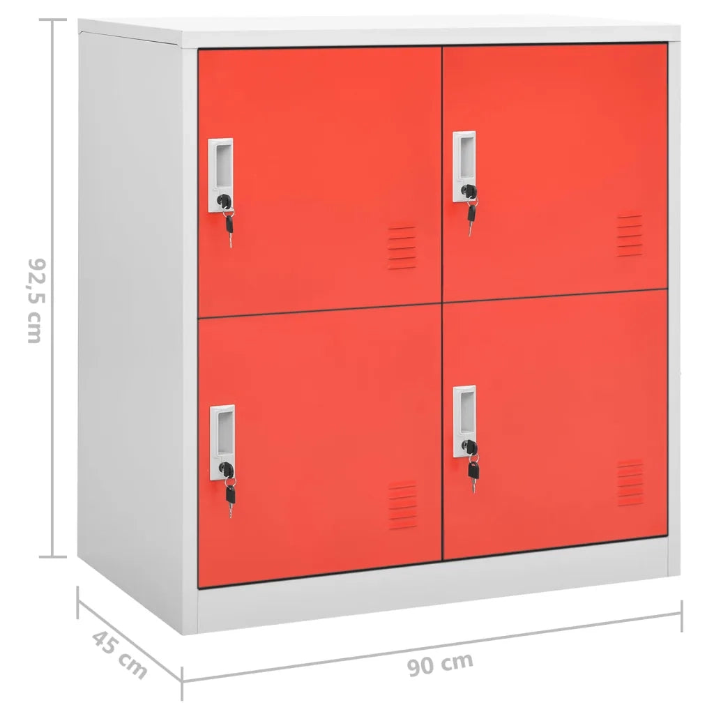 Armadietti Chiavi 2pz Grigio Chiaro Rosso 90x45x92,5cm Acciaio 3095225