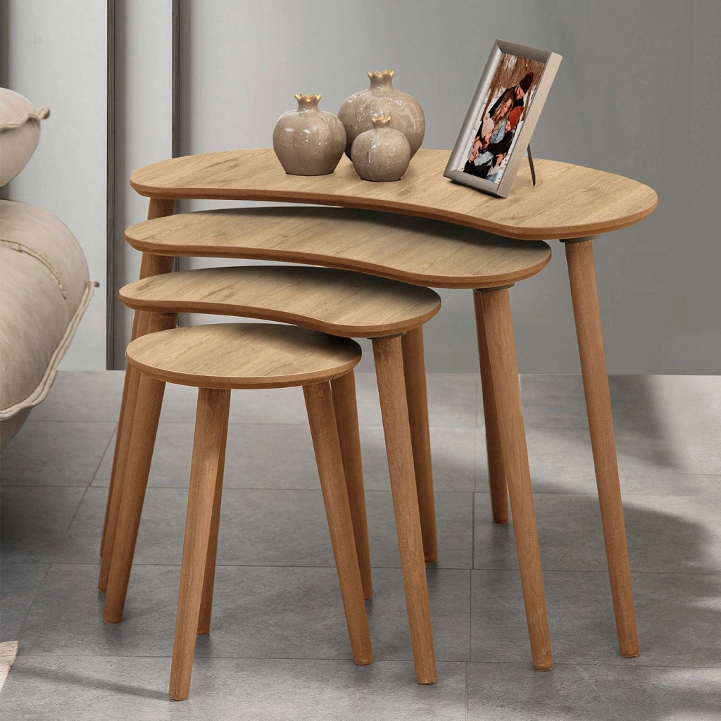 Tavolo nido in legno "Moon" (4 pezzi) 40 x 75 x 55 cm - Rovere
