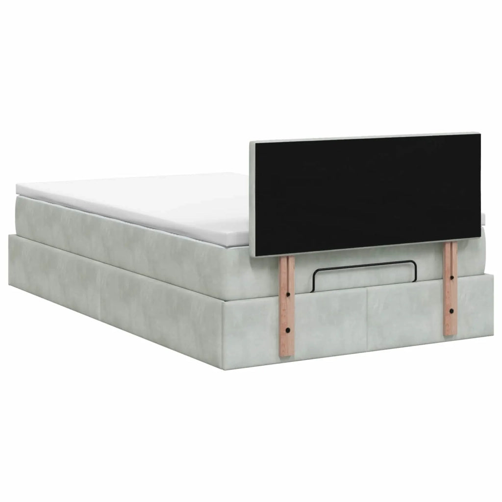Letto Ottomano con Materasso e LED Grigio Chiaro 120 x 200 cm 3457059