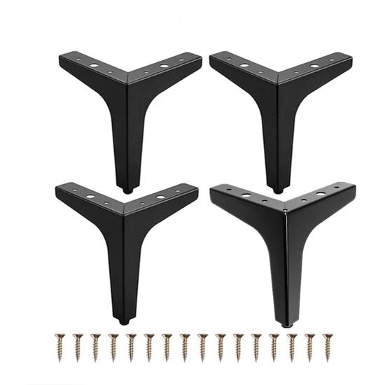 Set di supporti per mobili neri 10 cm - Set di 4 - Supporti per mobili pesanti a forma di triangolo - Materiale in acciaio di alta qualità - Facili da installare - Sostenibili