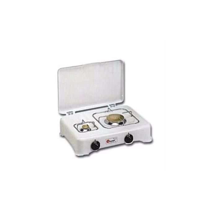 Cf Parker 5325 Fornello a Gas Linea Domestica Gpl 2 Fuochi Spartifiamma in Ottone e Griglia in Acciaio Bianco