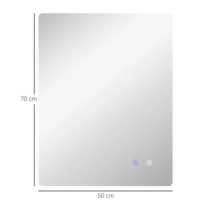 SPECCHIO BAGNO CON LUCI LED REGOLABILI INTERRUTTORI TOUCH E FUNZIONE ANTIAPPANNAMENTO 70X50 CM