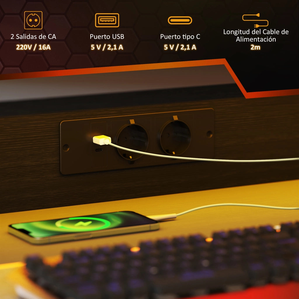 Scrivania Gaming con LED e Supporto Monitor ¨C Zephmum ¨C Nero 100x60x75 cm
