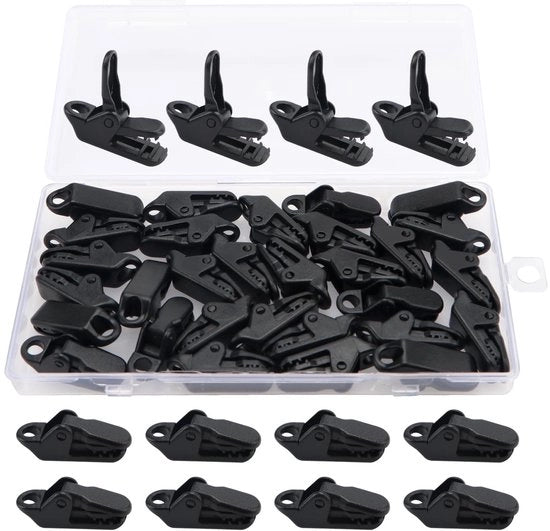 Tappetino di copertura per tende, 30 pezzi - Clip per tenda - Clip per tappetino - Leggero - Duraturo - Disegno a denti di coccodrillo - Kunststoff di alta qualità - Clip per tenda.