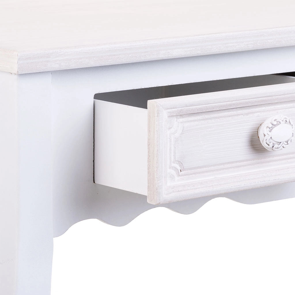 Mobile da ingresso in legno con 2 cassetti bianchi 80x40x75