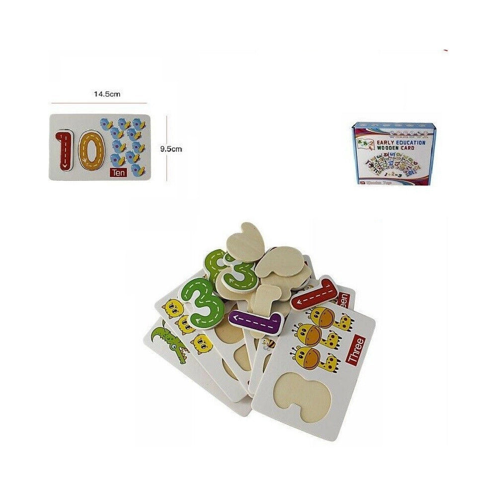 Trade Shop - Gioco Educativo Puzzle Legno Bambini Imparare Inglese Numeri Animali 64978 -
