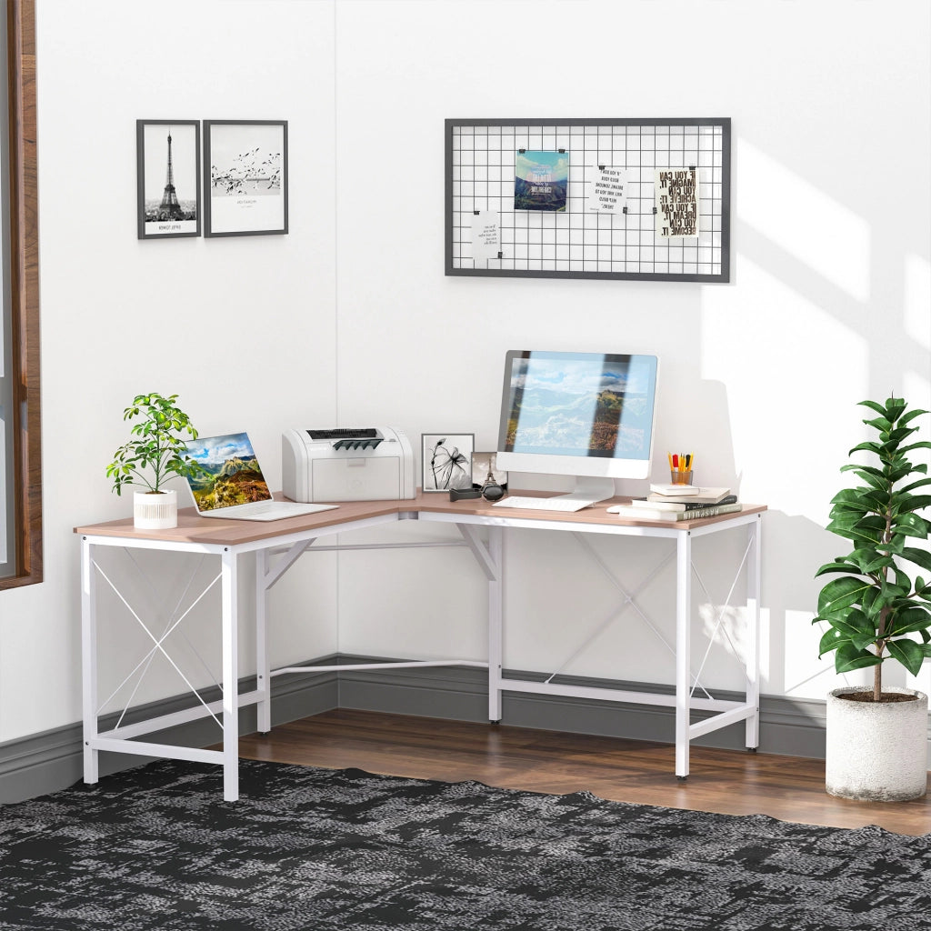 Scrivania Angolare ¨C Xylo ¨C Rovere 150x150x76 cm Struttura Acciaio