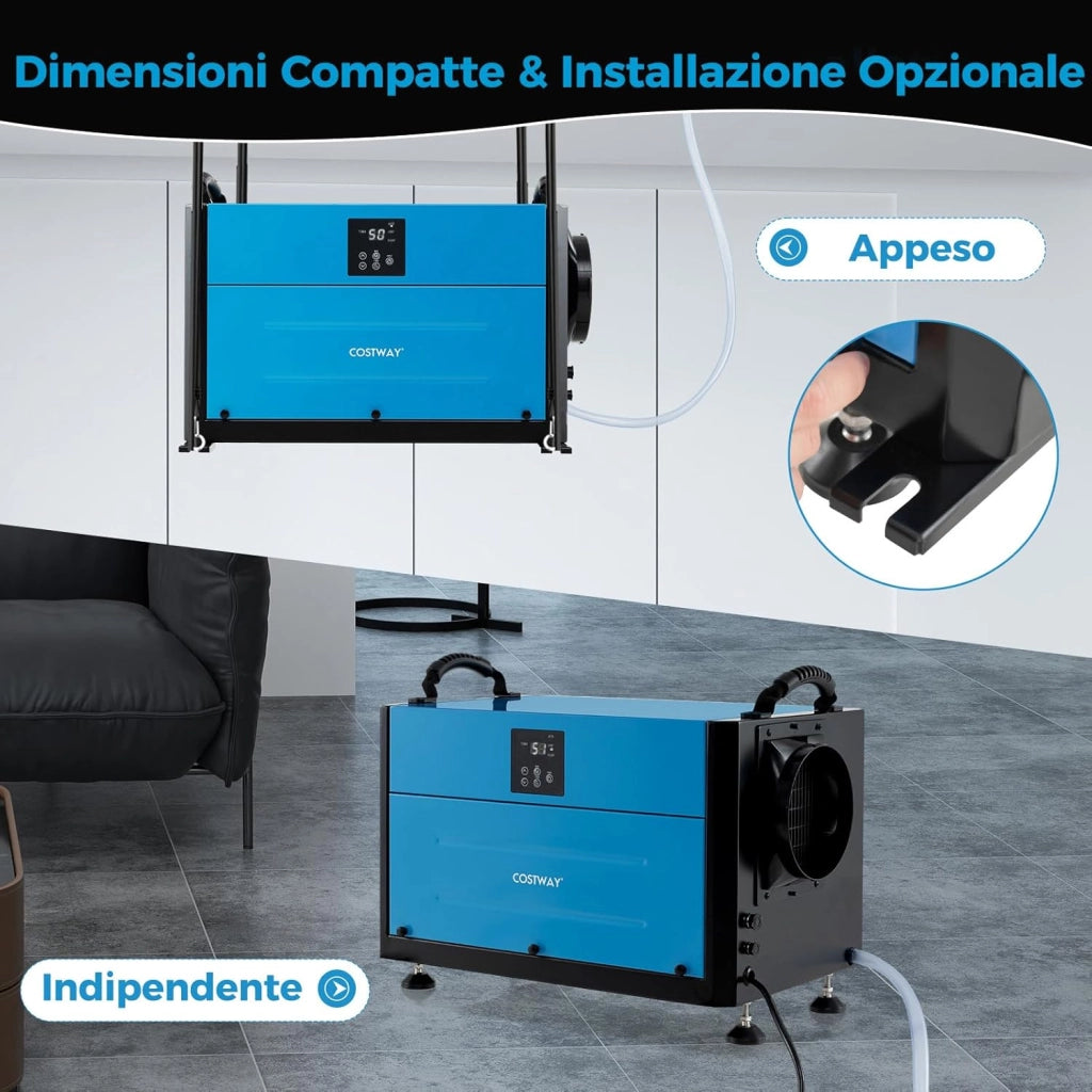 58,5/73,5 L Deumidificatore Commerciale, Deumidificatore Industriale con 3 Modalità e Timer 24H, Sbrinamento Automatico per Cantina Magazzino (73,5 L/giorno Blu)