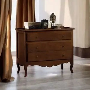 Comò classico provenzale in legno noce scuro arte povera
