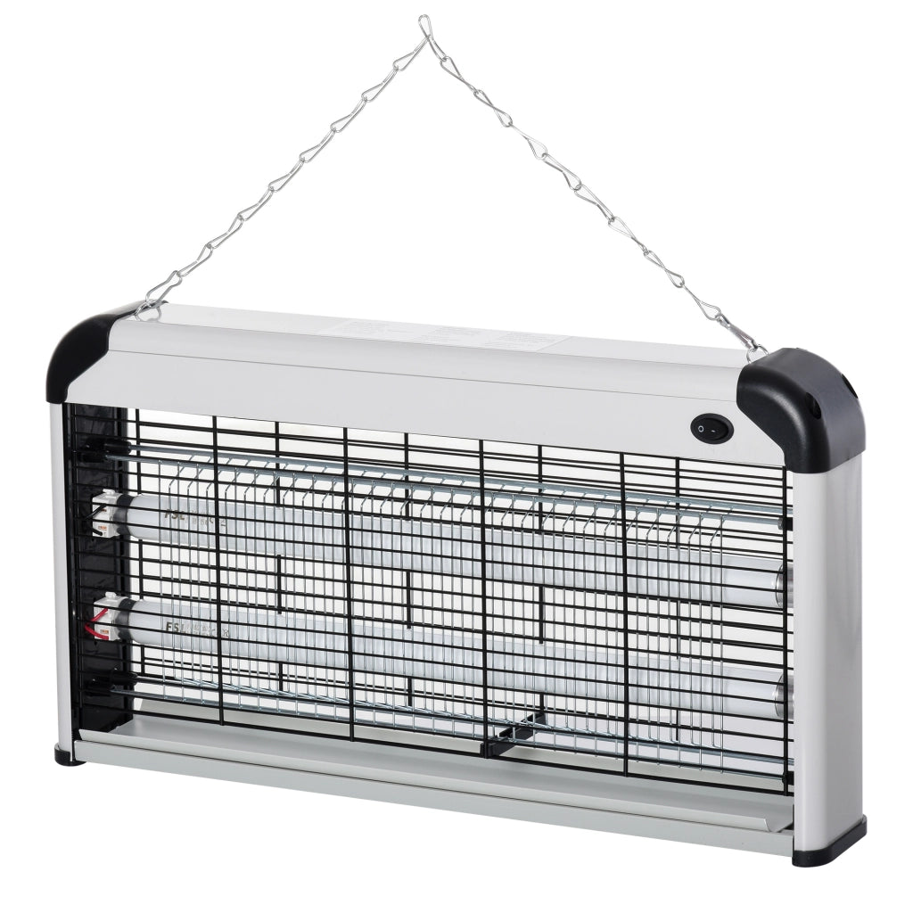 Lampada Antizanzare Elettrica 30W UV ¨C zephmum ¨C Argento 48,5x8,5x26,5 cm