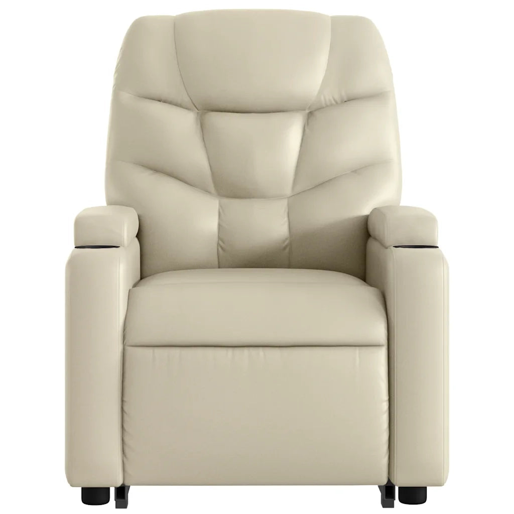 Poltrona Alzapersona Reclinabile Massaggio Crema Similpelle 3204666
