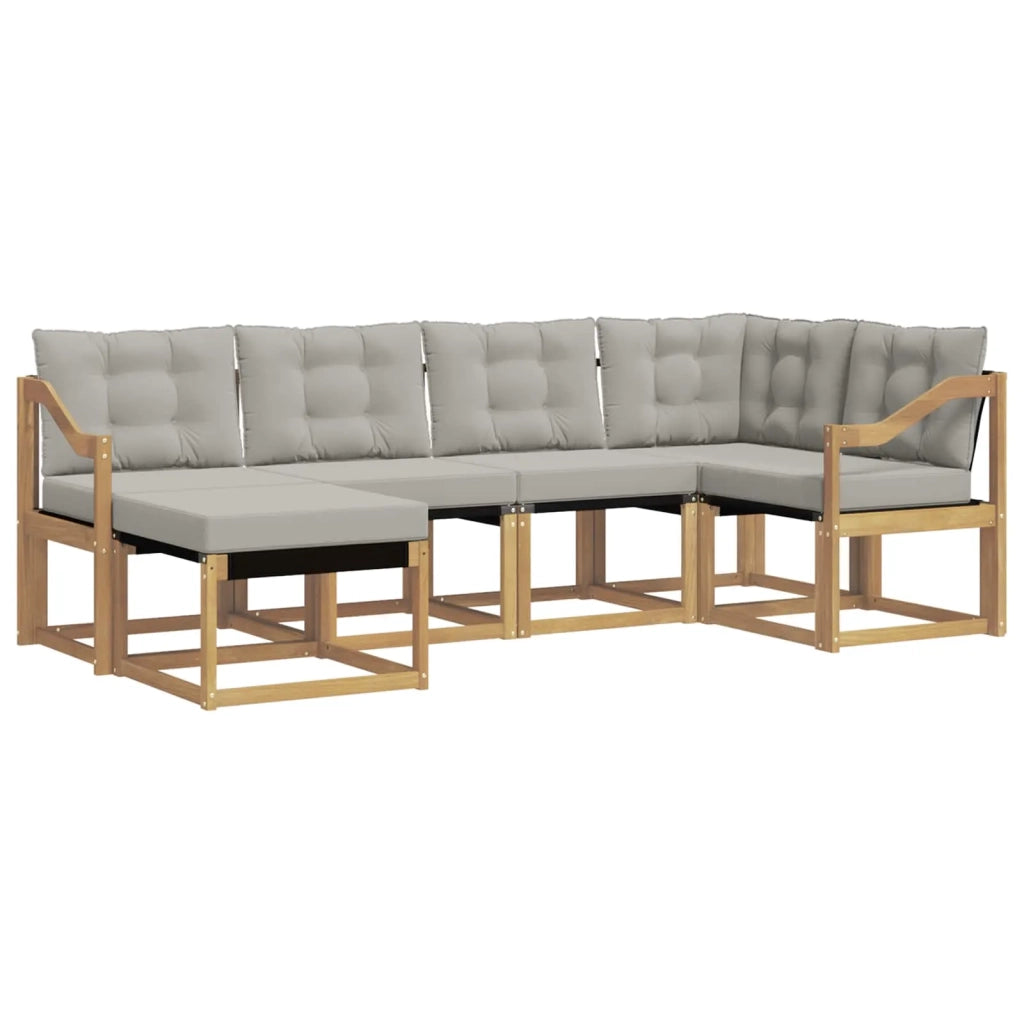 Set di divani da esterno 6 pz Bianco e Grigio Chiaro 3389653
