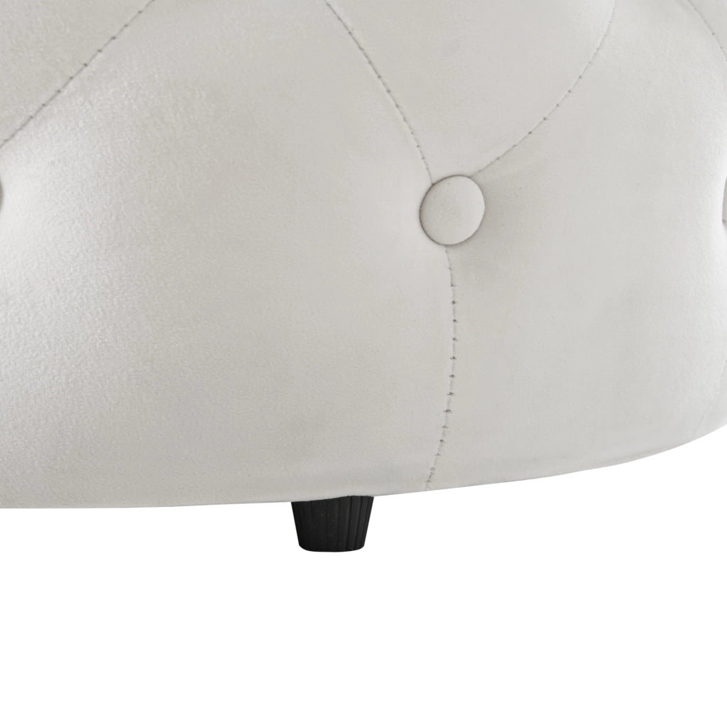Set di 2 pouf contenitore rotondi in velluto beige 4 in 1