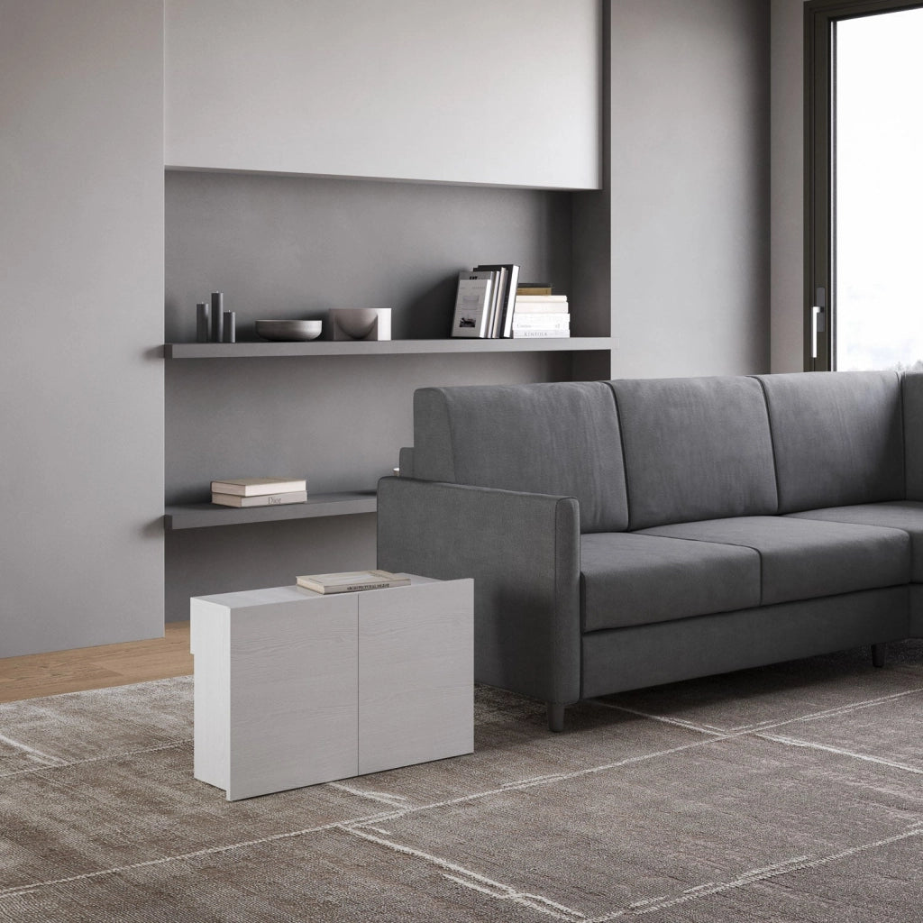 Panca Allungabile Inferiore 72-300x26x45 cm Evolve Bianco Frassino