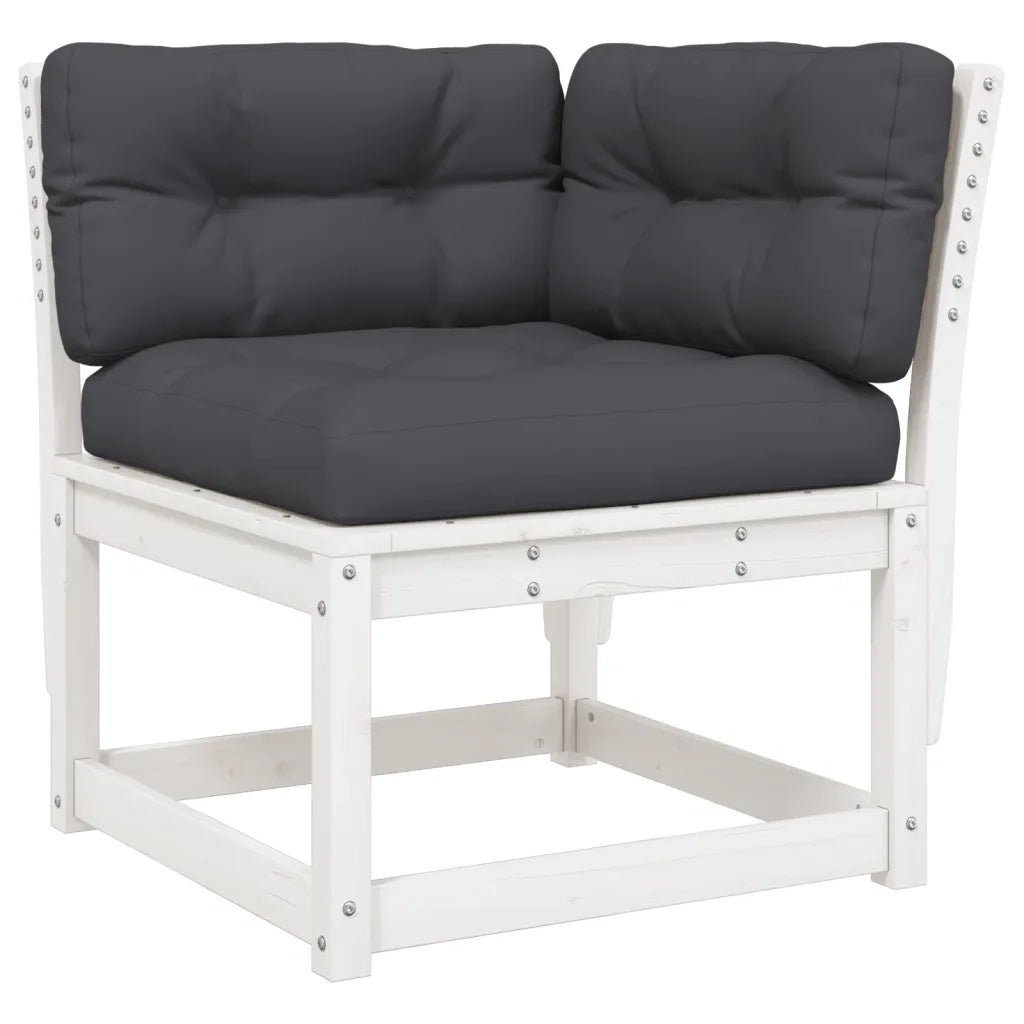 Divano Angolare Giardino Cuscini-Sofa da Giardino-Divanetto da esterno Bianco 73x73x78 Massello Pino