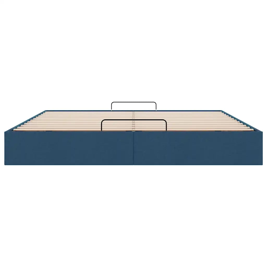 Struttura Letto Pouf senza Materasso Blu 160x200 cm in Tessuto