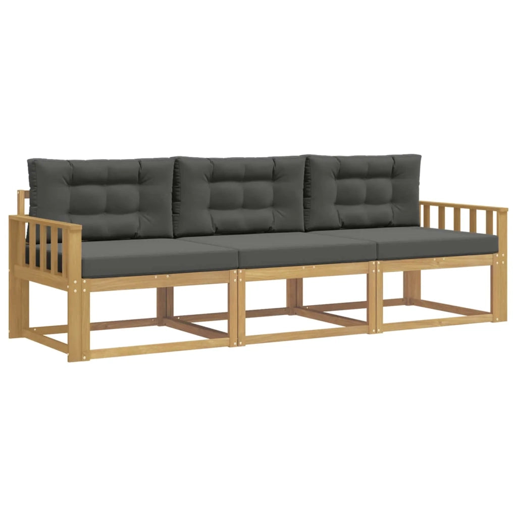 Set di divani da esterno 3 pz Bianco e Antracite Poliestere 3385986