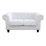 DIVANO A 2  POSTI STILE CHESTERFIELD IN ECOPELLE BIANCO