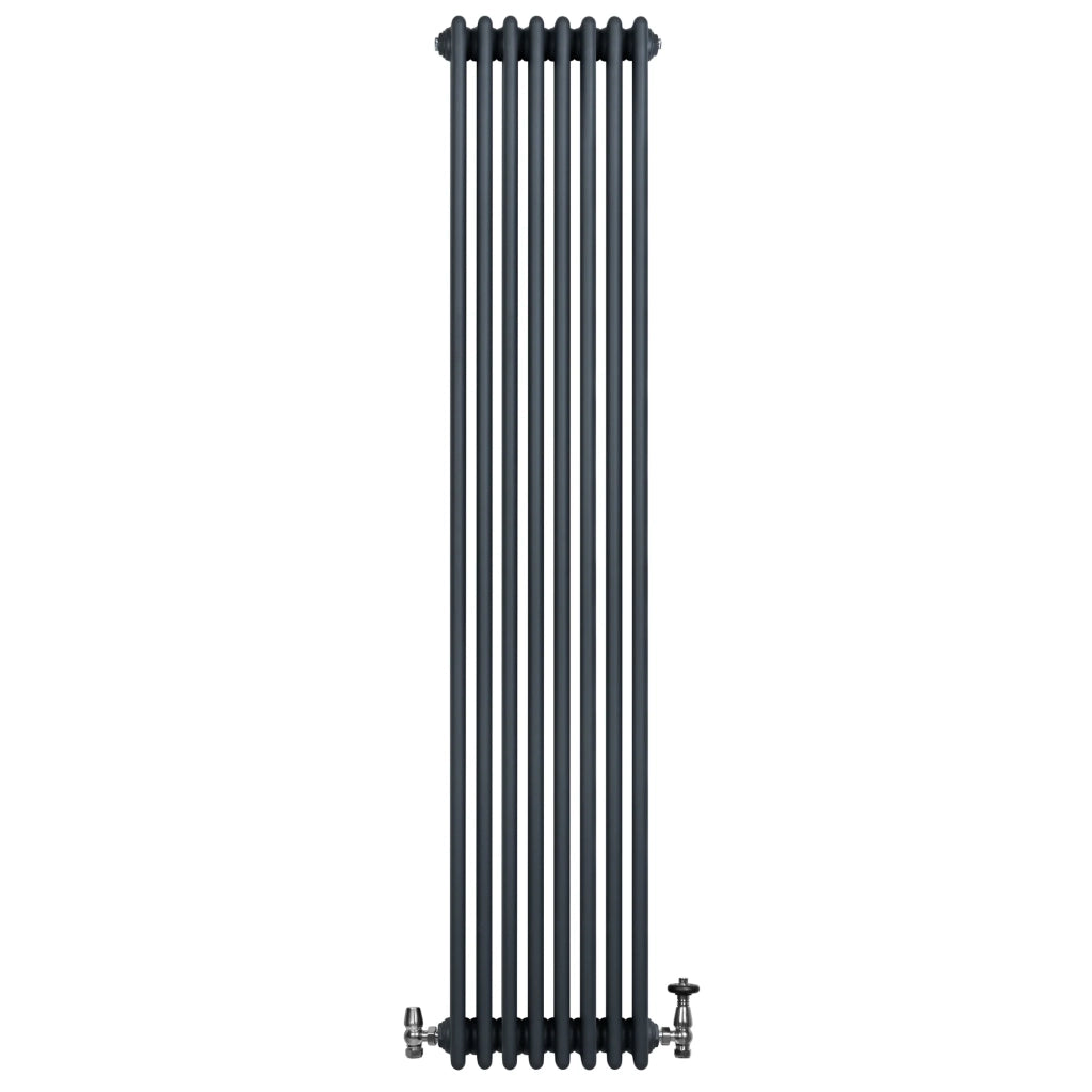 Radiatore Tradizionale 4 Colonne Verticale Riscaldamento Antracite & Valvole 1800x380 mm